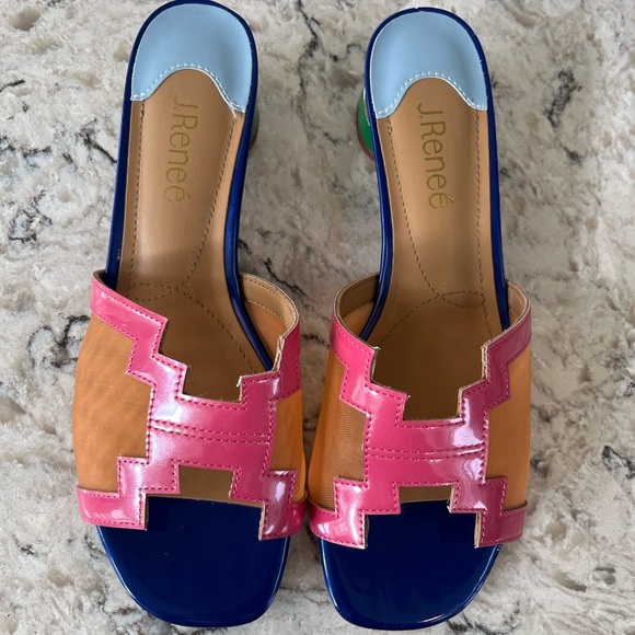 J.Renee Pink and Orange Sandals with Open-Toe Design - Picture 1 of 5